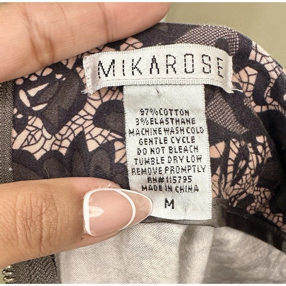 Mikarose Size Medium Pencil Skirt Floral Gray And Brown Office Baddie - Picture 5 of 5